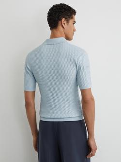 Reiss Era Textured Polo Shirt, Soft Blue - view 2, Soft Blue