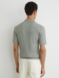 Reiss Era Textured Polo Shirt, Soft Sage - view 2, Soft Sage
