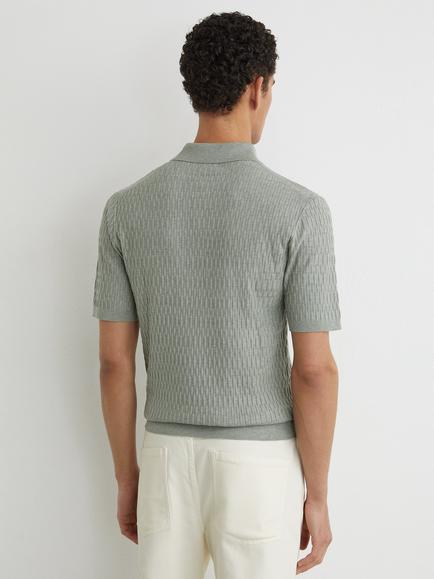 Reiss Era Textured Polo Shirt, Soft Sage - view 2, Soft Sage