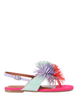 Kurt Geiger London Kids' Mini Pom-Pom T-Bar Sandals, Multi, Multi