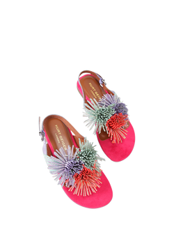 Kurt Geiger London Kids' Mini Pom-Pom T-Bar Sandals, Multi - view 2, Multi