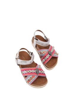 Kurt Geiger London Kids' Kensington Espadrille Sandals, Pink Fuchsia/Multi - view 2, Pink Fuchsia/Multi