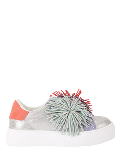 Kurt Geiger London Kids' Mini Lane Pom-Pom Trainers, Multi, Multi