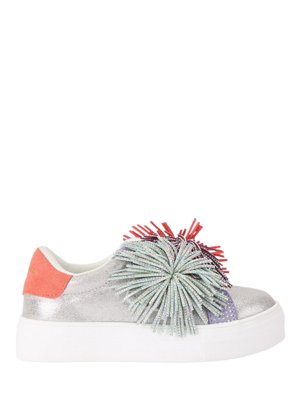 Kurt Geiger London Kids' Mini Lane Pom-Pom Trainers, Multi, Multi