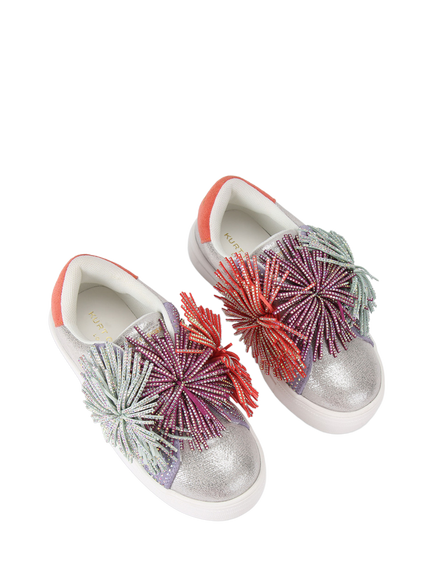 Kurt Geiger London Kids' Mini Lane Pom-Pom Trainers, Multi - view 2, Multi