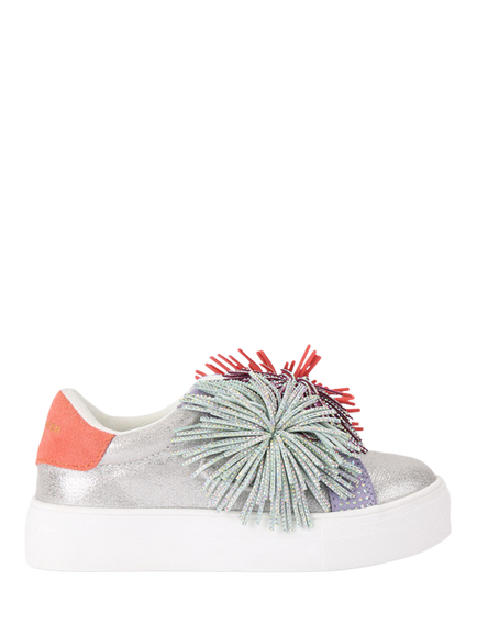 Kurt Geiger London Kids' Laney Pom-Pom Trainers, Multi, Multi
