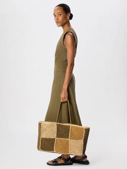 Whistles Patchwork Straw Tote Bag, Multi - view 2, Multicolour