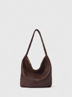 Whistles Woven Leather Tote Bag, Chocolate, Chocolate