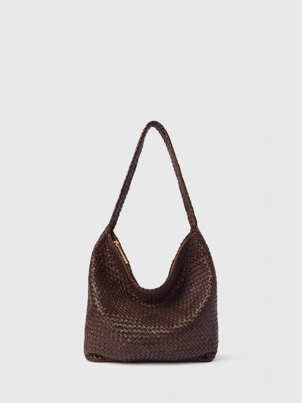 Whistles Woven Leather Tote Bag, Chocolate, Chocolate
