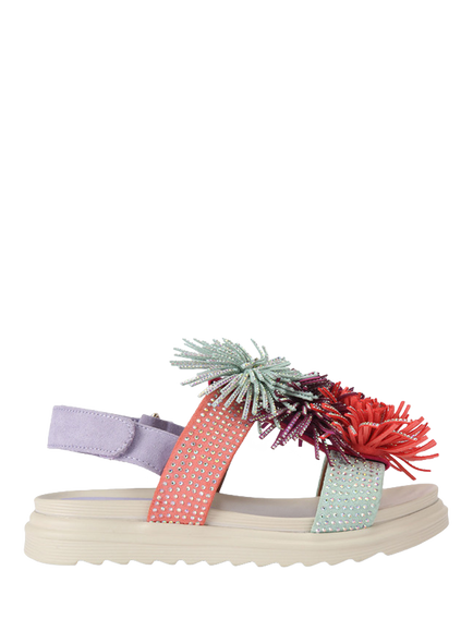 Kurt Geiger London Kids' Open Toe Pom-Pom Sandals, Multi, Multi
