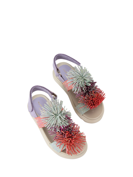 Kurt Geiger London Kids' Open Toe Pom-Pom Sandals, Multi - view 2, Multi