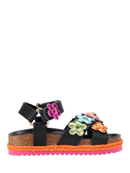Kurt Geiger London Kids' Mini Kensington Espadrille Sandals, Black Multi