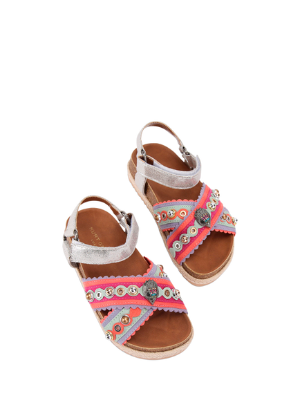 Kurt Geiger London Kids' Mini Kensington Espadrille Sandals, Fuchsia Pink - view 2, Fuchsia Pink