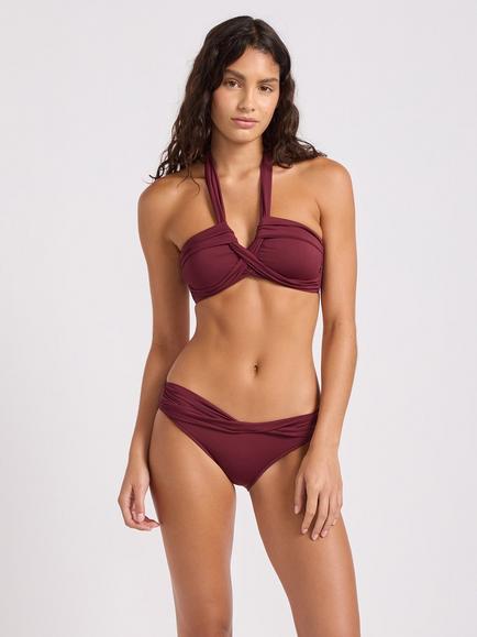 Seafolly Collective Halterneck Bandeau Bikini Top, Dark Burgundy, Dark Burgundy