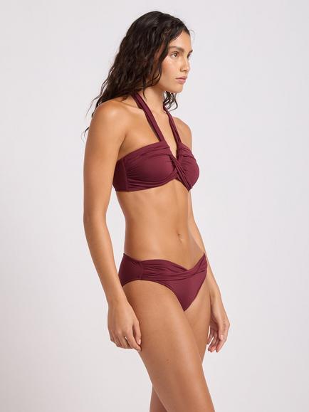 Seafolly Collective Halterneck Bandeau Bikini Top, Dark Burgundy - view 2, Dark Burgundy