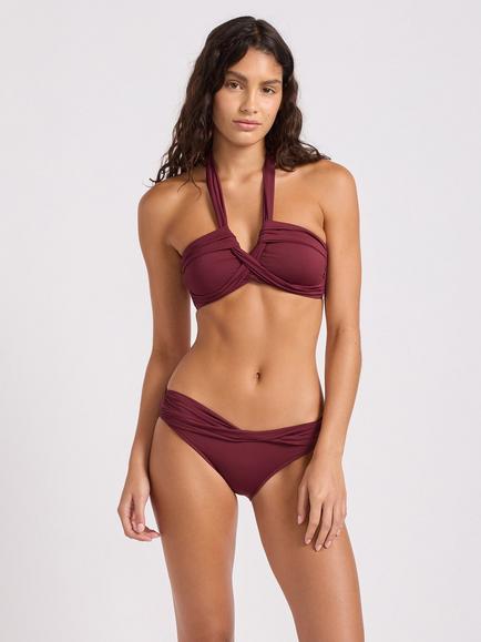 Seafolly Collective Twist Band Hipster Bikini Bottoms, Dark Burgundy, Dark Burgundy