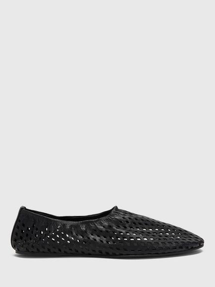 Whistles Lasercut Leather Ballerina Pumps, Black