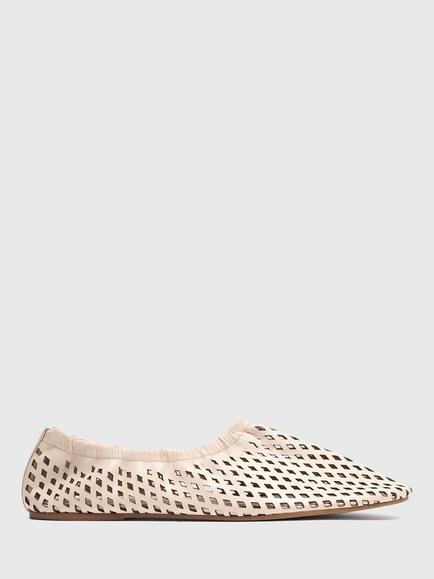 Whistles Lasercut Leather Ballerina Pumps, Ivory