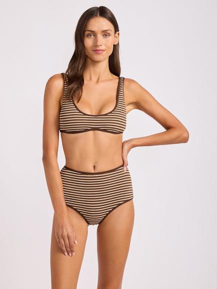 Seafolly Horizons High Waist Bikini Bottoms, Mocha, Mocha