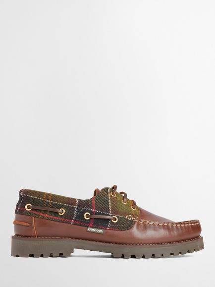 Barbour Re-Engineered Deck Boat Shoes, Brown Classic Tartan, Brown Classic Tartan