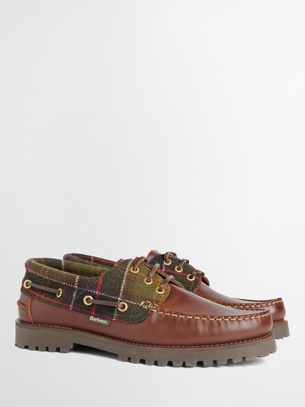 Barbour Re-Engineered Deck Boat Shoes, Brown Classic Tartan - view 2, Brown Classic Tartan