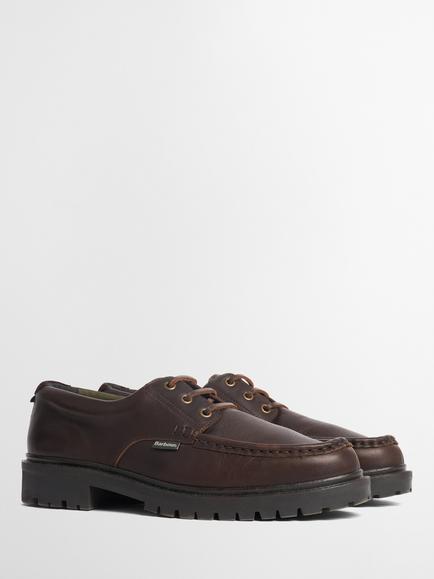 Barbour Paxton Apron Leather Derby Shoes, Dark Brown - view 2, Dark Brown
