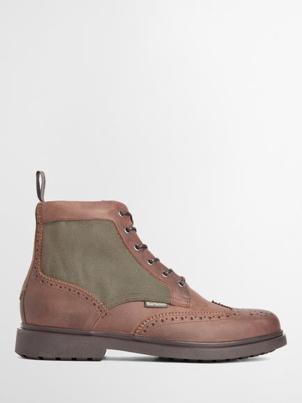 Barbour Barmoor Brogue Leather Ankle Boots, Dark Brown, Dark Brown