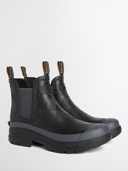 Barbour Breacon Chelsea Ankle Wellington Boots, Dark Grey Tartan - view 2, Dark Grey Tartan