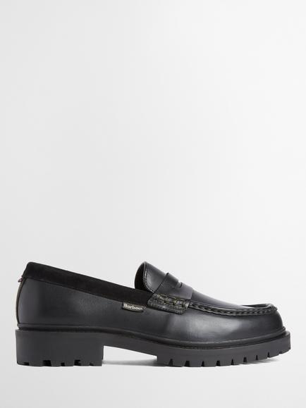 Barbour Croxton Leather Loafers, Black, Black