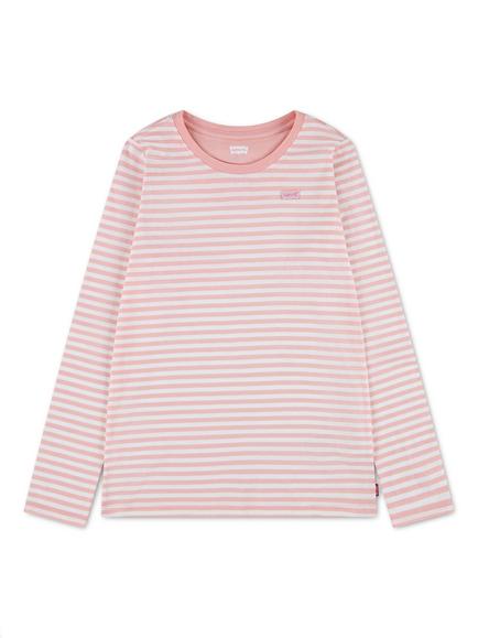 Levi's Kids' Stripe Long Sleeve T-Shirt, Powder Pink, Powder Pink