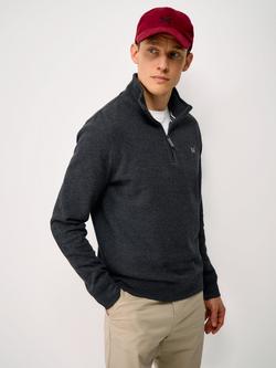 Crew Clothing French Rib Half Zip Jumper, Charcoal Grey