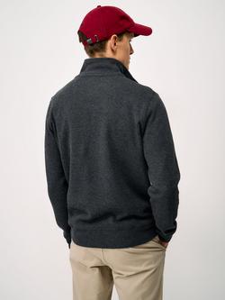 Crew Clothing French Rib Half Zip Jumper - view 2, Charcoal Grey