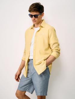 Crew Clothing Long Sleeve Linen Blend Shirt, Lemon Yellow