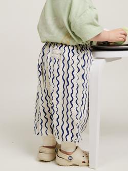 Claude & Co Baby Murphy Cotton Stripe Trousers, Navy - view 2, Navy