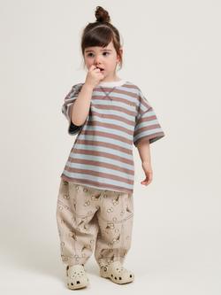 Claude & Co Baby Rex Cotton Ice Cream Print Trousers, Beige, Beige