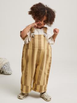 Claude & Co Baby Blythe Cotton Stripe Dungarees, Banoffee, Banoffee