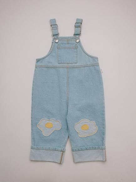 Claude & Co Baby Blythe Cotton Egg Appliqué Dungarees, Light Denim, Blue