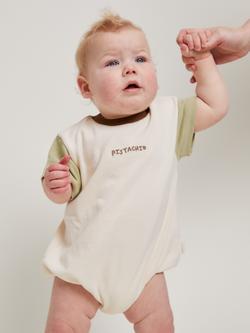 Claude & Co Baby Devon Cotton Colour Block Romper, Pistachio, Pistachio