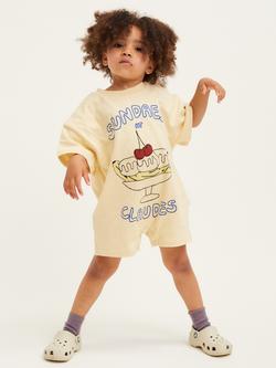 Claude & Co Baby Opal Cotton Sundae Romper, Butter, Butter