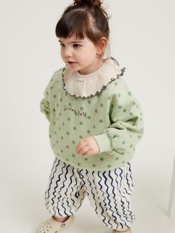 Claude & Co Baby Loli Cotton Polka Dot Sweatshirt, Pistachio, Pistachio