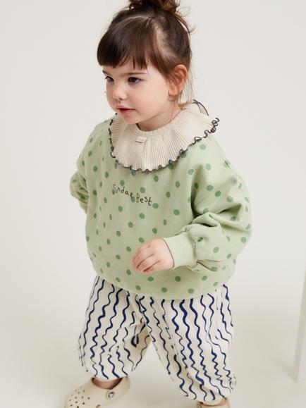 Claude & Co Baby Loli Cotton Polka Dot Sweatshirt, Pistachio, Pistachio