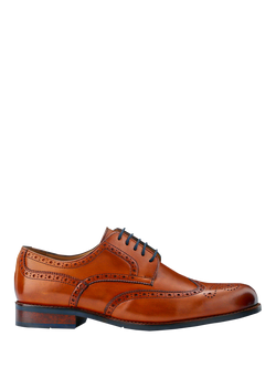 Jones Bootmaker Manning Leather Brogue Detailed Derby Shoes, Tan, Tan
