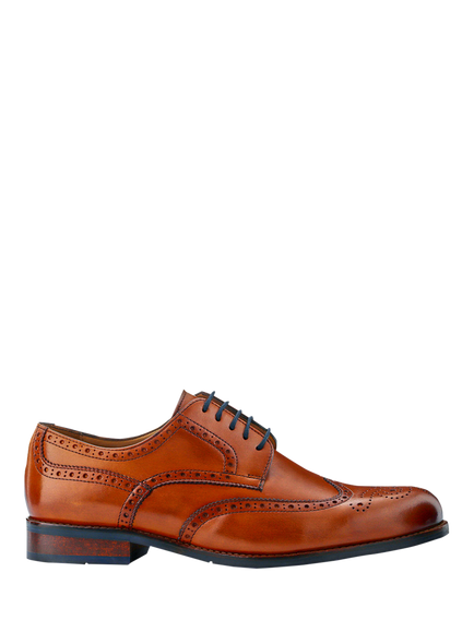 Jones Bootmaker Manning Leather Brogue Detailed Derby Shoes, Tan, Tan