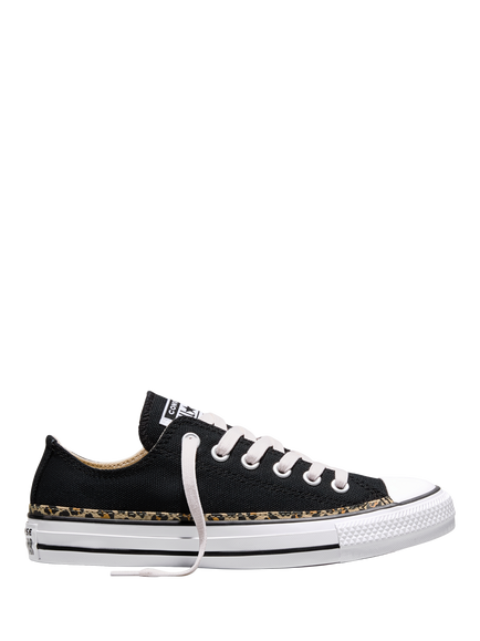 Converse Chuck Taylor All Star Leopard Trim Low Top Trainers, Black/Hayday/White, Black/Hayday/White