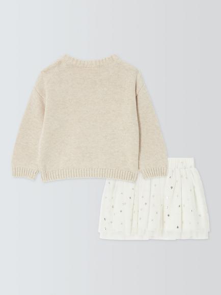 John Lewis Baby Star Jumper & Tutu Set, Natural - view 2, Natural