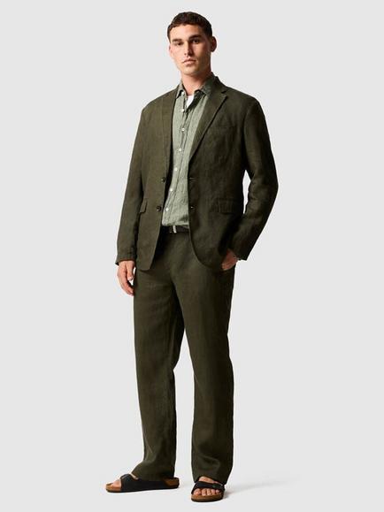 Rodd & Gunn Spencer Bay Linen Trousers - view 2, Dark Olive