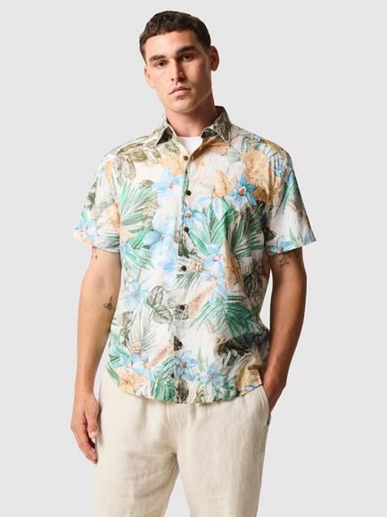 Rodd & Gunn Otokia Printed Short Sleeve Cotton Shirt, Botanical, Botanical