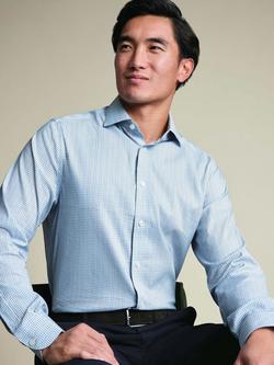 Charles Tyrwhitt Cotton Blend Non-Iron Performance Check Slim Fit Shirt, Blue, Blue