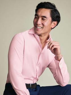 Charles Tyrwhitt Non-Iron Cotton Linen Slim Fit Shirt, Pink
