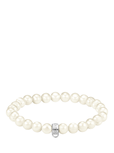 THOMAS SABO Charm Club Freshwater Pearl Bead Bracelet, Silver/White, Silver/White